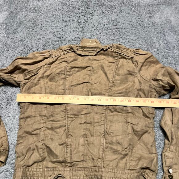 Anthropologie Hei Hei Bomber Jacket Womens 6 Small Linen Pleated Zip Military - Picture 6 of 9